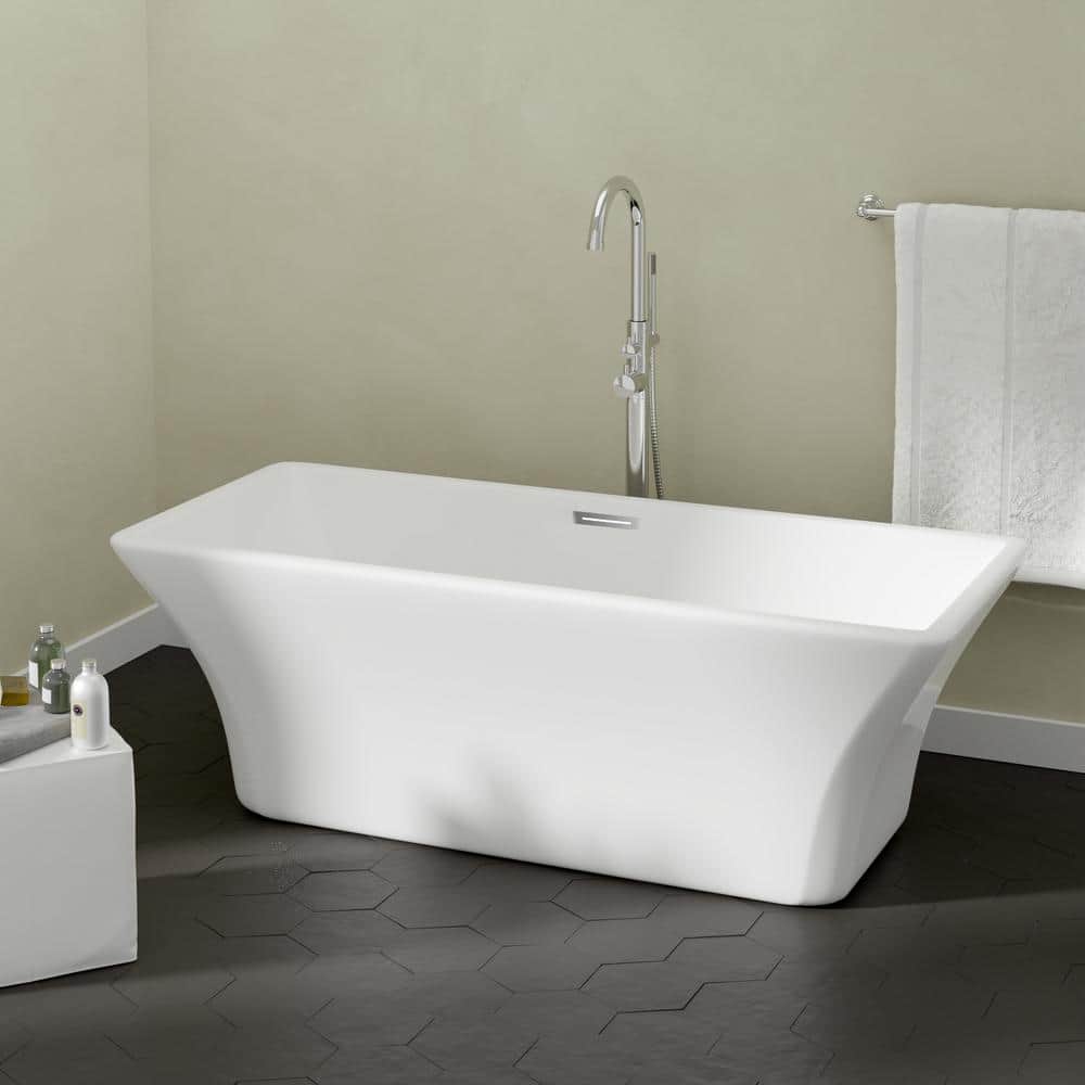 Taylor 66'' White Acrylic Freestanding Soaking Bathtub
