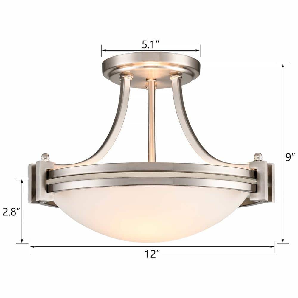 Brushed Nickel Frosted Glass Bowl Ceiling Light