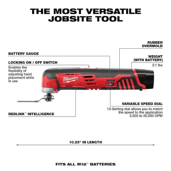 Milwaukee M12 12V Lithium-Ion HACKZALL Cordless Reciprocating Saw Kit with M12 Oscillating Multi-Tool & 6.0Ah XC Battery Pack