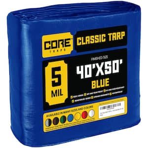 40 ft. x 50 ft. Blue 5 Mil Heavy Duty Polyethylene Tarp, Waterproof, UV Resistant, Rip and Tear Proof