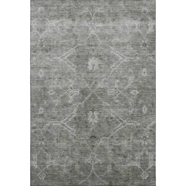 Mayfield Premium Machine Washable Abstract AMF2298 Pewter 10 ft. x 14 ft. Area Rug
