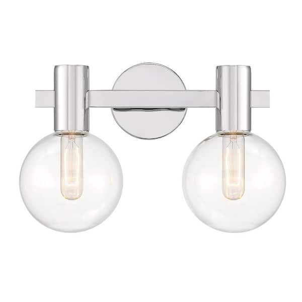 Savoy House Wright 15.50 in. 2-Light Chrome Vanity Light with Clear Glass Shades