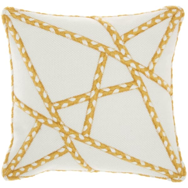 Mina Victory Yellow Geometric 18 in. x 18 in. Indoor/Outdoor Throw Pillow