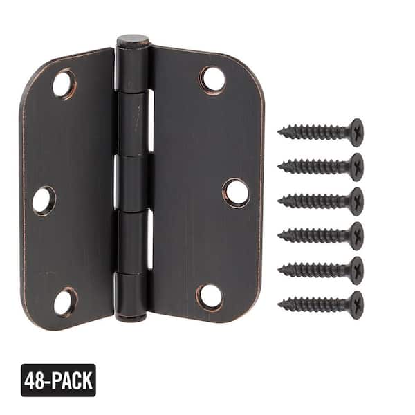 Everbilt 31/2 in. x 5/8 in. Radius OilRubbed Bronze Door Hinge Value Pack (48Pack) 16710