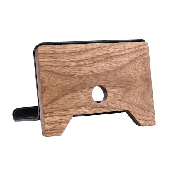 Unbranded Wooden Black Walnut iPad Laptop Stand for Desk with Cable Management and Anti-Slip Protection Pad