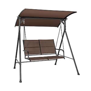 2-Person Metal Patio Swing with Adjustable Canopy