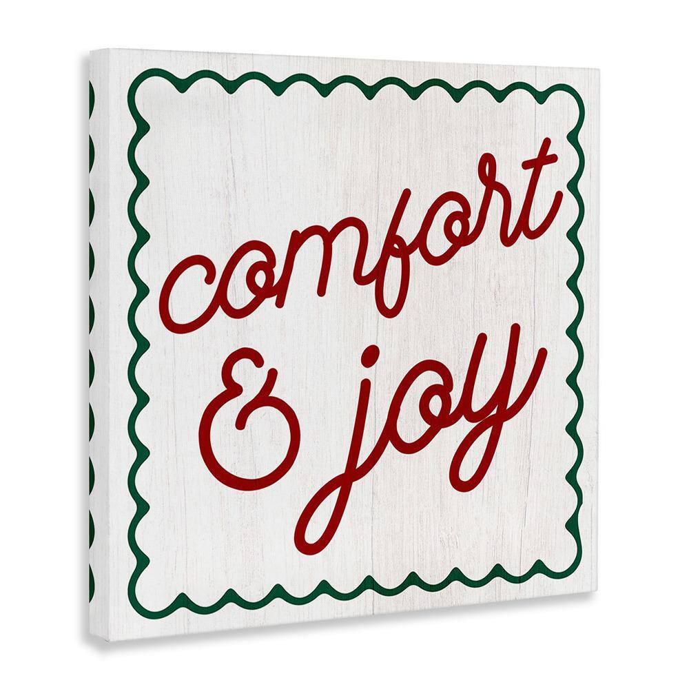 Comfort & Joy Red and Green Quote Canvas Wall Art, 17 x 17