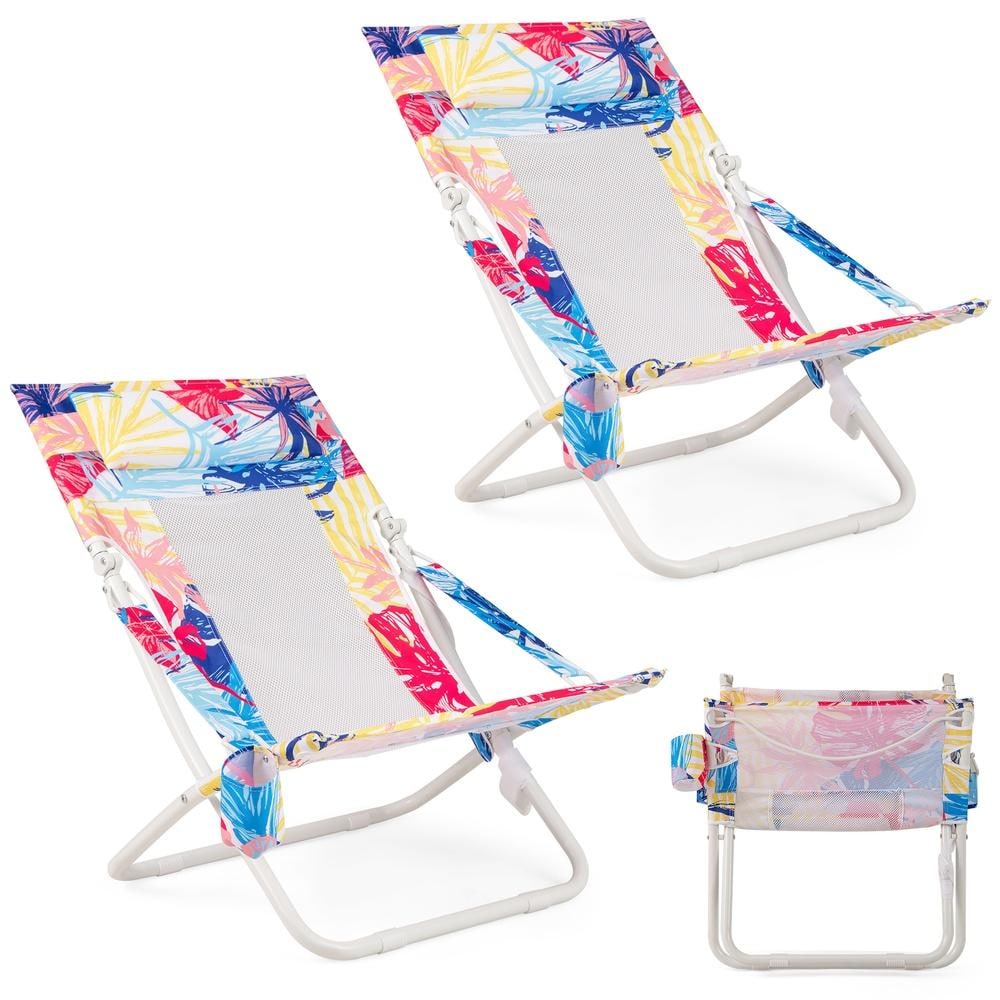 Low Beach Chair Pair with Mesh Back 600D Oxford 330 lb. Cross Frame Cup Holder and Shoulder Strap price history on PriceWatchPro