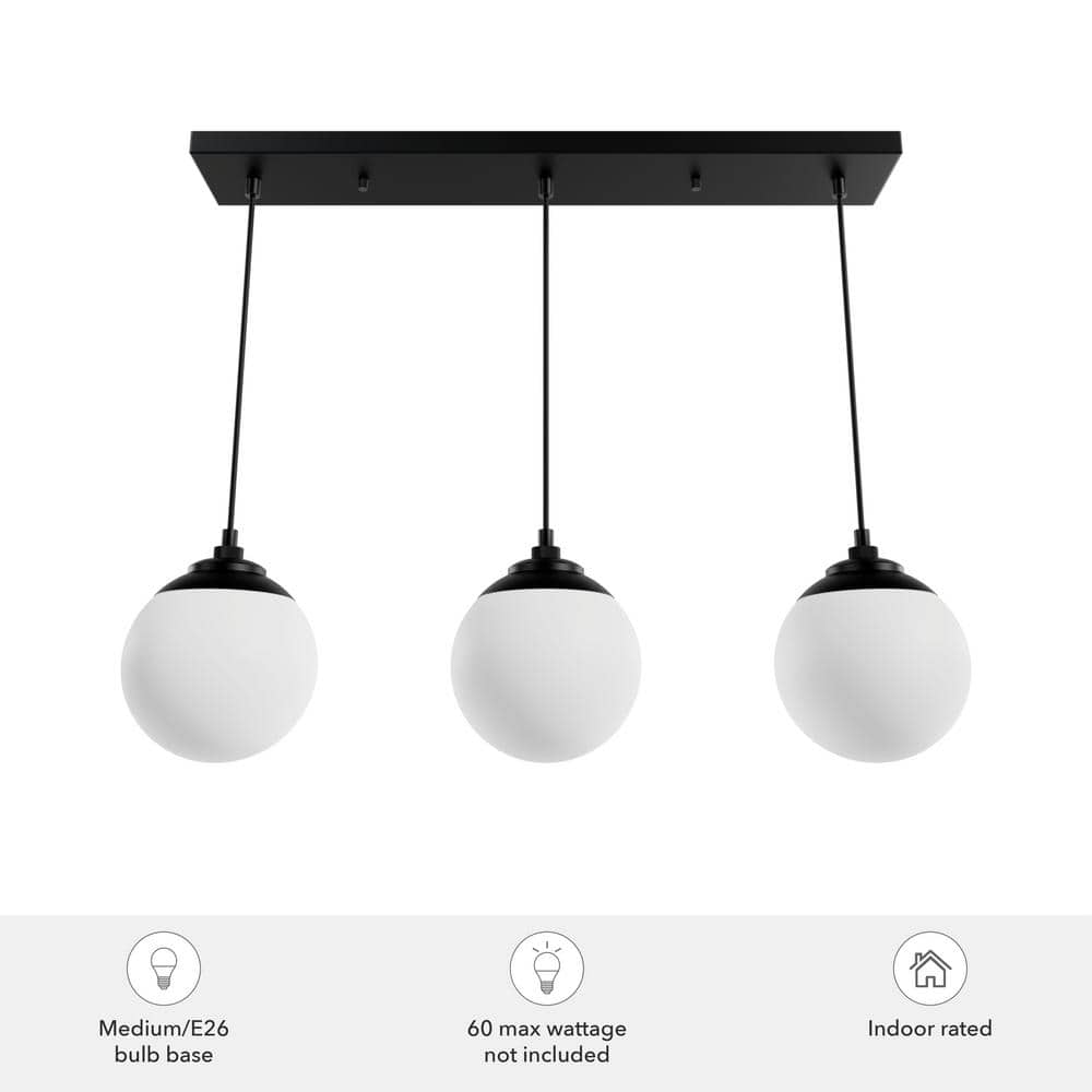 Matte Black 31.25" Glass Linear Pendant Light