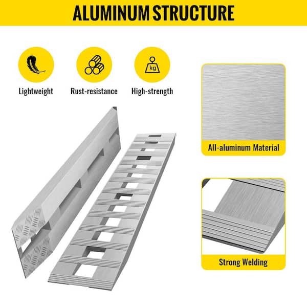 84*14*2.5 in. Aluminum Ramps 6000 lbs. Capacity Car Trailer Truck ATV Ramps 1-Pair 2-Ramps