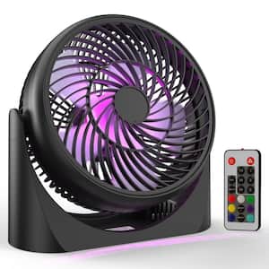 8 in. USB Fan with Remote, 360° Pivot Table Fan with RGB Color Light, Small Electric Fan for Room Office Dorm