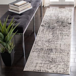 Adirondack Silver/Black 2 ft. x 8 ft. Abstract Runner Rug