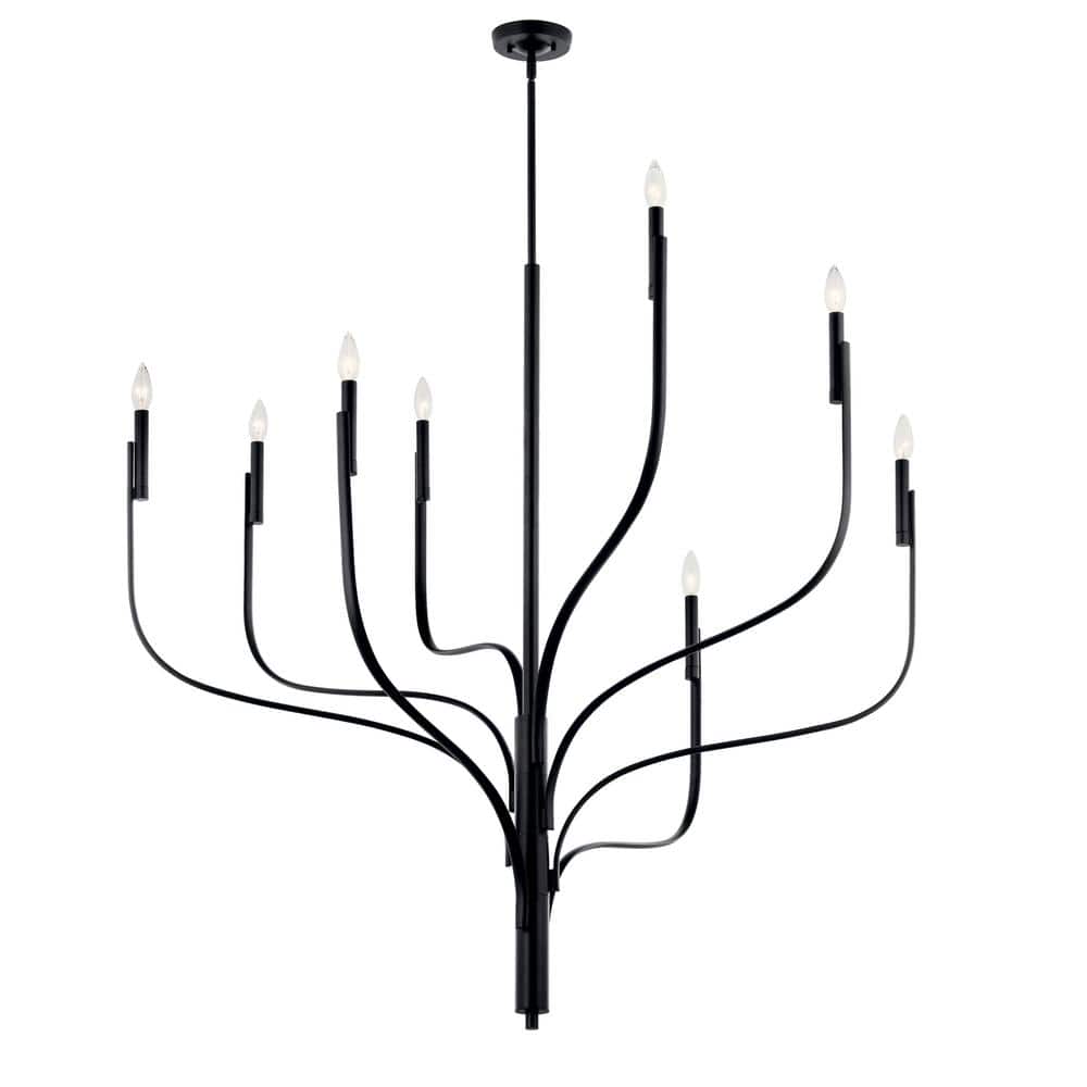 Black 8-Light Asymmetric Candle Chandelier