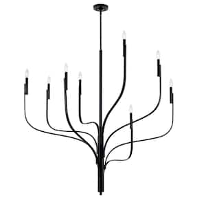 Livadia 47.75 in. 8-Light Black Modern Candle Chandelier for Dining Room