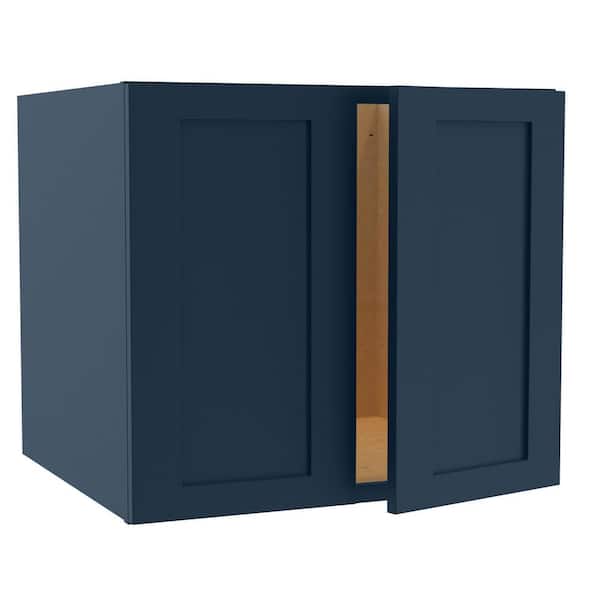 Home Decorators Collection Newport 27 in. W x 24 in. D x 24 in. H Assembled Plywood Wall Bridge Kitchen Cabinet in Mythic Blue with Soft Close