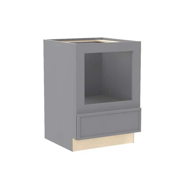 Home Decorators Collection Franklin 24 in. W x 24 in. D x 34.5 in. H Assembled Plywood Microwave Base Kitchen Cabinet in Veiled Gray Soft Close
