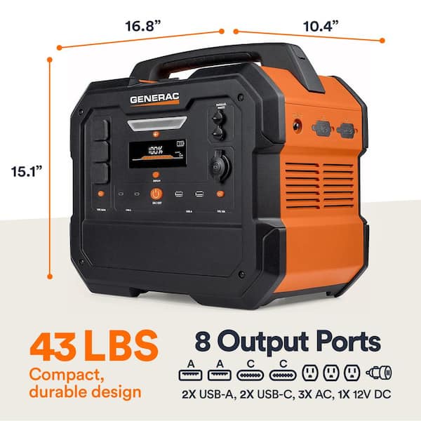 Generac 1600W Output / 3200 Peak 2106Wh Portable Battery Power