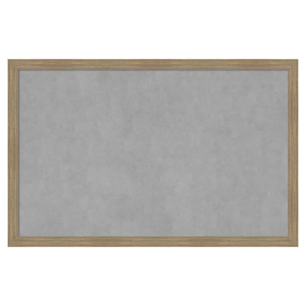 Amanti Art Woodgrain Stripe Mocha 34 in. x 22 in. Framed Magnetic Board