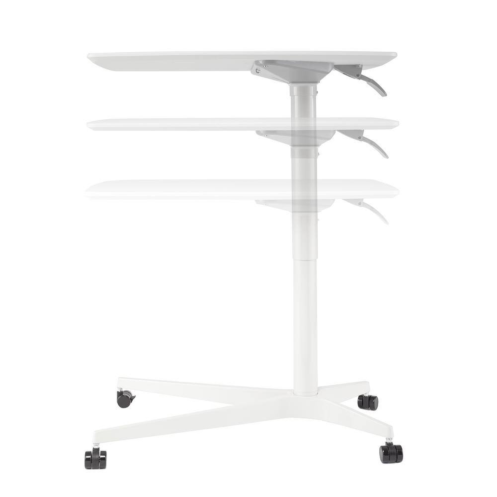 White Steel Adjustable Overbed Table with Casters