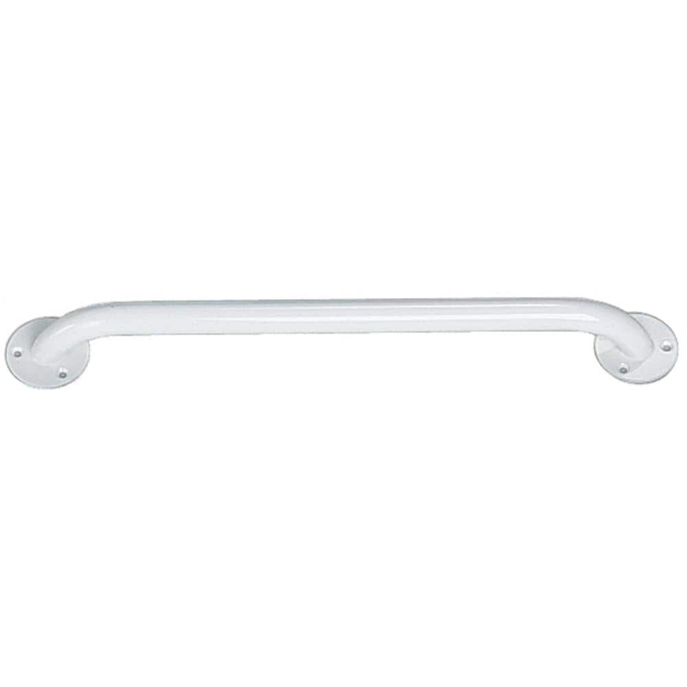 18-Inch White Wall Mounted Straight Grab Bar
