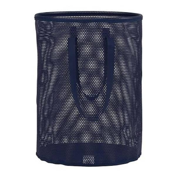 HOUSEHOLD ESSENTIALS Navy Collapsible Mesh Round Laundry Hamper