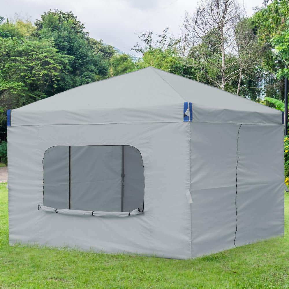 Gray 12 ft x 12 ft Pop Up Canopy Tent with Mesh Sidewalls