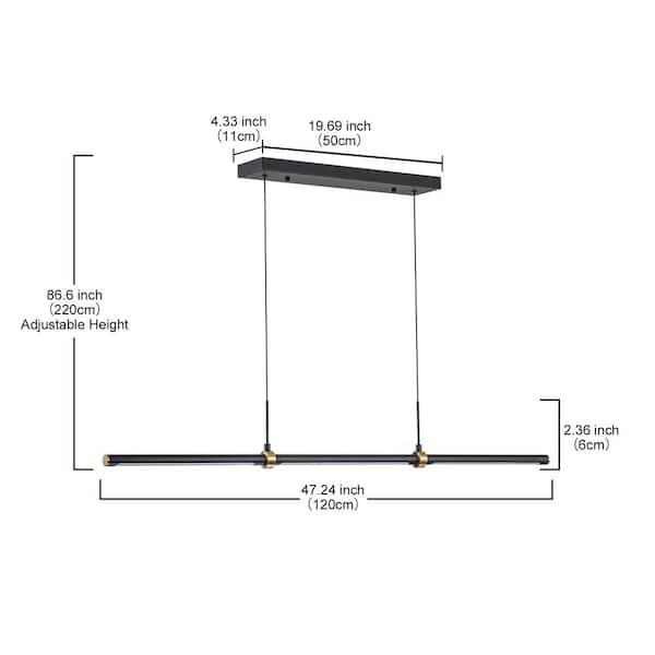 Neculina 1-Light 20-Watt Integrated LED Black and Gold Linear Chandelier Kitchen Light