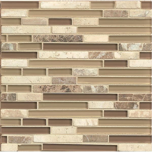Bedrosians Eclipse Linear 12 in. x 12 in. Espresso Glass Mosaic Tile (10 sq. ft./Case)