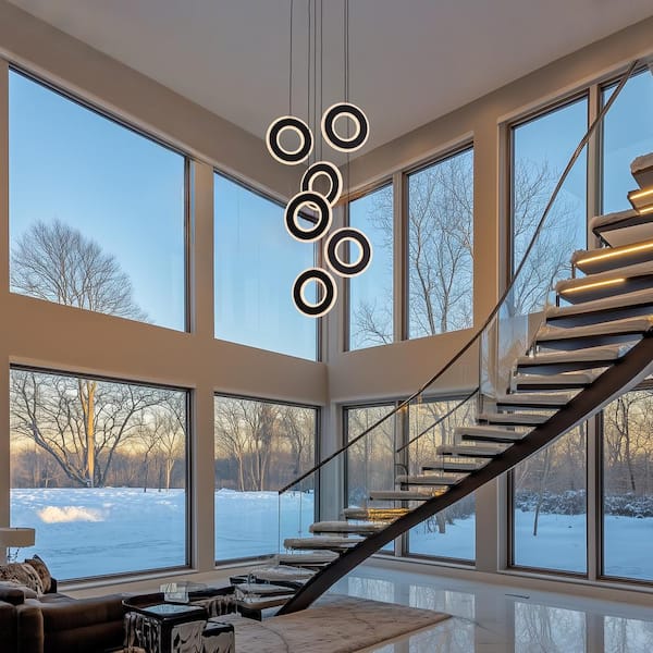 RICHARDERY Modern 6-Light Dimmable Integrated LED Black Chandelier