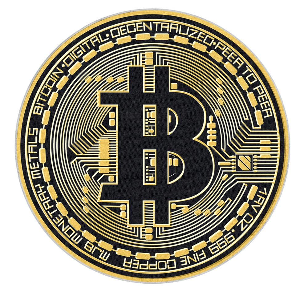 Well Woven Money Bitcoin Novelty Printed Black Gold 6 ft. 7 in. Round Area  Rug W-MN-06A-6R - The Home Depot
