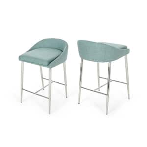 Bandini Modern 26 in. Seafoam Blue Upholstered Counter Stools (Set of 2)