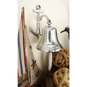 7 in. x  10 in. Aluminum Metal Silver Bell Wall Decor with Anchor Backing