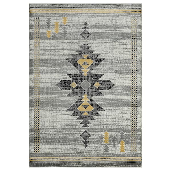 Abani Porto Grey 6 ft. x 9 ft. Abstract Polypropylene Area Rug