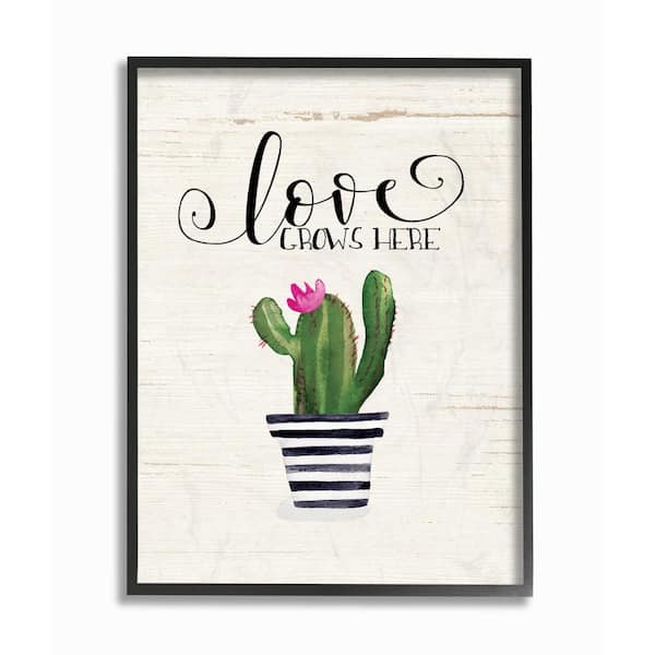 The Stupell Home Decor Collection 16 In X 20 In Love Grows Here Cactus By Jo Moulton Wood Framed Wall Art Mwp 406 Fr 16x20 The Home Depot
