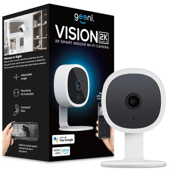 Geeni Vision 2K Wired Plug-In Indoor Smart Security Camera, Flexible ...