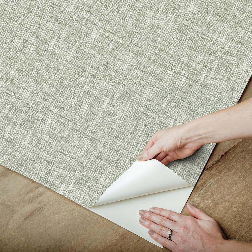 Sage Green Textured Poplin Peel and Stick Wallpaper