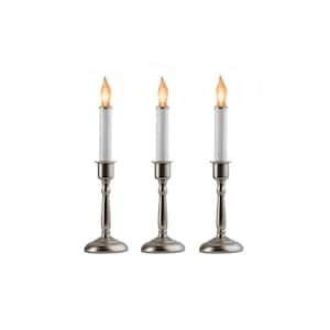 12 in. Electric Christmas Candles with Silver Base (Set of 3)