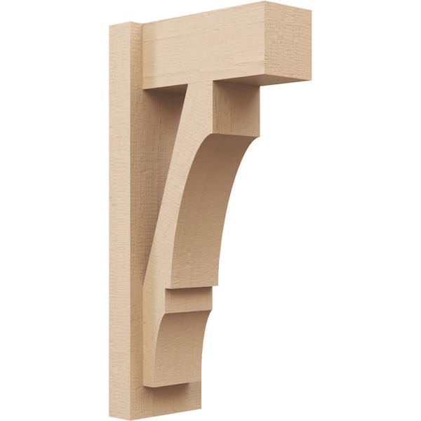 Ekena Millwork 6 in. x 24 in. x 12 in. Balboa Block Rough Cedar Woodgrain Timberthane Polyurethane Outlooker, Primed Tan