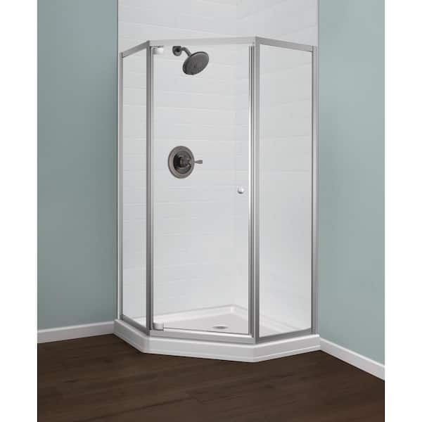 Delta 38 in. L x 38 in. W x 70 in. H Framed Corner Shower Kit with Pivot  Framed Shower Enclosure and Back Drain Shower Pan B10912-3838 - The Home  Depot
