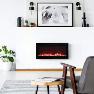 36 in. Wall Mount and Recessed Electric Fireplace in Black