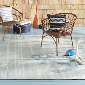 Marine Anchor Blue/Ivory 8 ft. x 10 ft. Indoor/Outdoor Area Rug