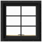 24 in. x 24 in. W-2500 Series Bronze Painted Clad Wood Awning Window w/ Natural Interior and Screen
