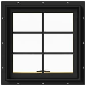 24 in. x 24 in. W-2500 Series Bronze Painted Clad Wood Awning Window w/ Natural Interior and Screen