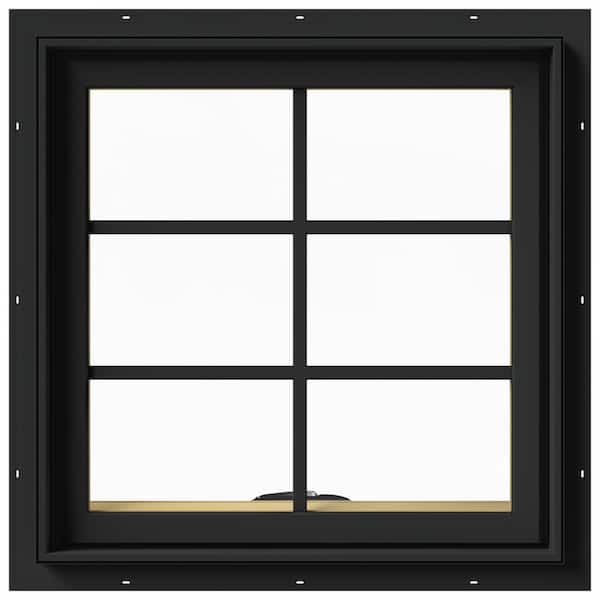 JELD-WEN 24 in. x 24 in. W-2500 Series Bronze Painted Clad Wood Awning Window w/ Natural Interior and Screen