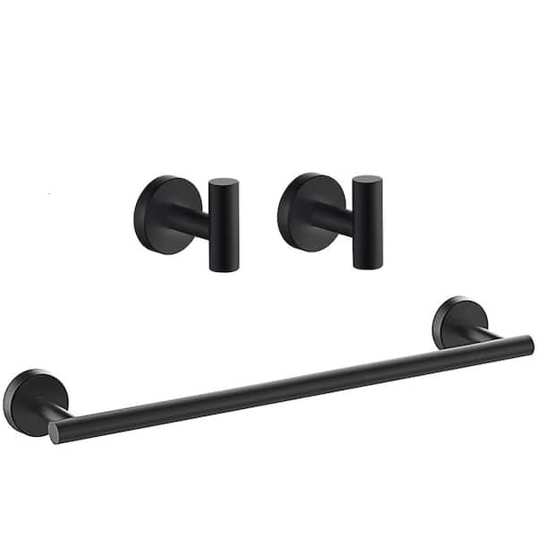 3 -Piece Bath Hardware Set with Mounting Hardware in Stainless Steel Matte Black