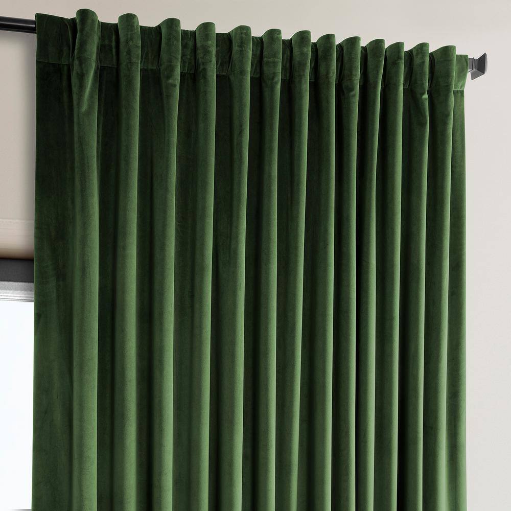 Eden Green 100W x 84L Plush Velvet Room Darkening Curtains