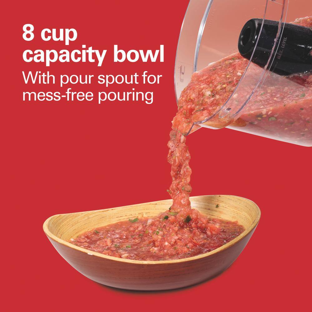 Hamilton Beach 8-Cup Black Food Processor with Bowl Scraper