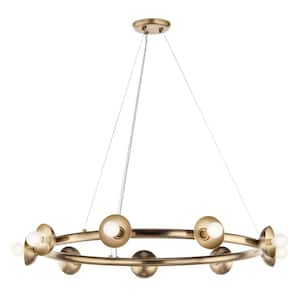 Palta 9-Light Champagne Bronze Soft Modern Wagon Wheel Circle Chandelier for Living Room