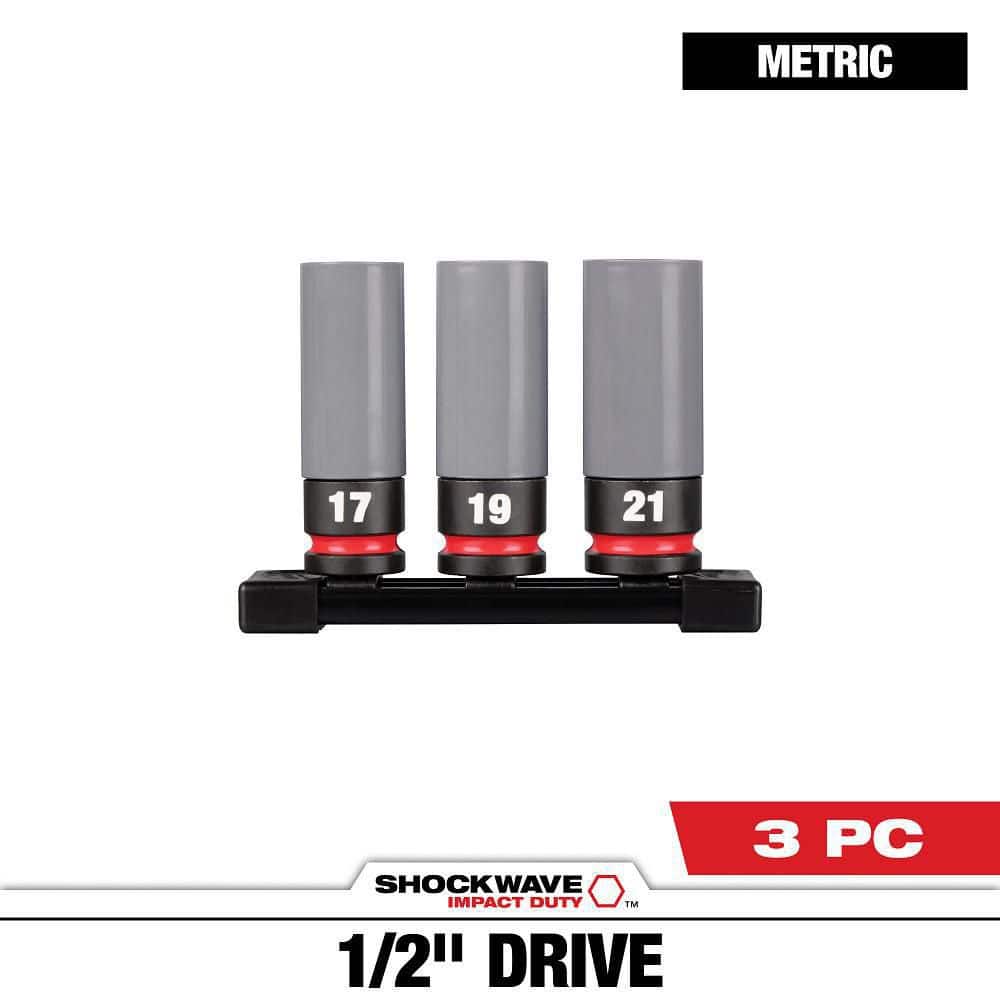 SHOCKWAVE Impact-Duty 1/2 in. Drive Deep Metric Lug Nut Impact Socket Set (3-Piece) price history on PriceWatchPro