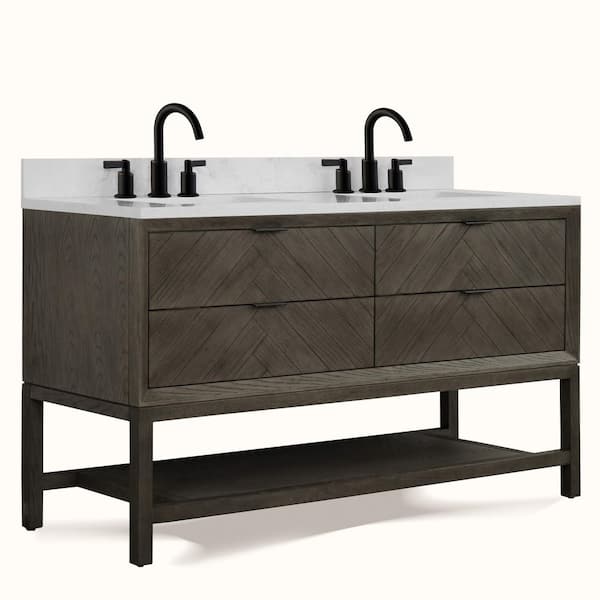 Legion Furniture WH2760-GO-KD 60 in. Double Sink Vanity Gray Oak Finish ...